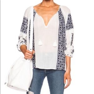 ❗️Sale❗️Nili Lotan Embroidered Boho Peasant Top